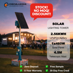 Torre de Luz Solar Móvil Fuera de la Red en Oferta con Batería y Equipo de Mástil de Alto Lumen - ¡En Stock! - Product Image 1