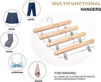 Cintres à pantalons en bois de haute qualité avec pinces métalliques, cintre à pantalons à pince, bois massif lisse, cintre à jeans, cintre à jupe, crochet