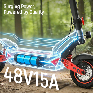 Scooter eléctrico todoterreno con neumáticos para fuera de carretera, ruedas grandes de 10 pulgadas, suspensión delantera y trasera con doble amortiguador. - Product Image 6