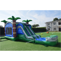 Grand trampoline gonflable en PVC robuste avec toboggan aquatique et piscine pour la location, les parcs d'attractions