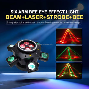 Lampu Panggung <span class=keywords><strong>Laser</strong></span> Disko Bee Eye 4 in 1 <span class=keywords><strong>Mini</strong></span> Moving Head 6 Arm Putih & Emas Berkualitas Tinggi dengan Strobe <span class=keywords><strong>Light</strong></span> - Product Image 2