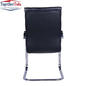 Modern Medium Back <b>Armchair</b> PU Leather Executive Guest Office Chair with Bow Base Multi-function Gliding for Meeting Table - Product Image 4