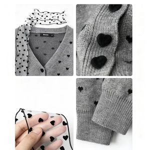 <span class=keywords><strong>Cardigan</strong></span> Lavorato a Maglia da <span class=keywords><strong>Donna</strong></span> <span class=keywords><strong>Grigio</strong></span> Vintage a Pois a Maniche Lunghe - Maglione Casual Versatile con Collo Rotondo per Signore - Product Image 5