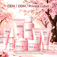 Vente en gros - Coffret de soins de la peau 6 en 1 - Produits de soins de la peau à la fleur de cerisier - Marque privée - Coffret cadeau de soins du visage - Coffret de soins de la peau Sakura pour femme