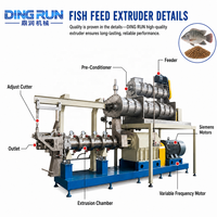 Ligne d'équipement de fabrication de granulés d'aliments pour poissons flottants automatiques, extrudeuse industrielle de double vis pour aliments pour poissons, à vendre