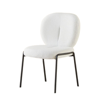 Chaise de salle à manger en tissu Teddy moderne de luxe, design incurvé écologique, stable et durable pour le mobilier de maison, le bureau et la salle à manger