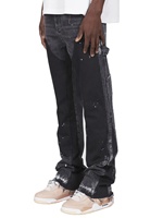 Style Punk Personnalisé Patchwork Flare Jeans Pantalons High Street Baggy Denim Pantalon Hommes Empilés Jean Pantalon