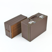 Bois nordique Grand Acrylique Présentoir Portable Étui En Cuir De Stockage 10 Tiroir Boutique Or Bijoux Organisateur Boîte