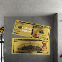 Billet de banque en polymère personnalisé de 100 $ US, imprimé numériquement, collection de monnaie avec placage en feuille d'or