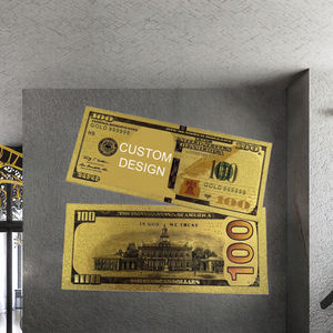 <span class=keywords><strong>ธนบัตร</strong></span>พลาสติกแบบกำหนดเอง ราคา <span class=keywords><strong>100</strong></span> ดอลลาร์สหรัฐ พิมพ์ดิจิทัล สำหรับนักสะสม พร้อมเคลือบฟอยล์ทอง - Product Image 3