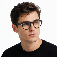 Lunettes de vue rondes en acétate de luxe italiennes, montures de lunettes de créateur, fabrication artisanale, lunettes optiques de haute qualité