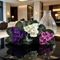 Tanaman Violet Afrika Kecil Ungu Premium 20CM untuk Dekorasi Interior, Desain Floral, Bunga Violet Buatan