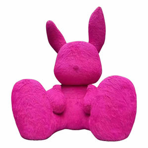 Lapin gonflable rose mignon en Oxford / PVC avec souffleur - Product Image 1
