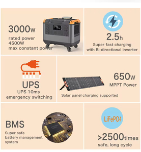 สถานีไฟฟ้าสำรองฉุกเฉิน 3000W 2688Wh แบตเตอรี่ LiFePO4 รองรับพลังงานแสงอาทิตย์ MPPT คลื่นไซน์บริสุทธิ์ 12 พอร์ต ไฟฉาย ช่องเสียบ Type C ใช้ได้ทั้งในบ้านและนอกบ้าน - Product Image 5