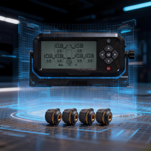 Système de surveillance de la pression des pneus (TPMS) <span class=keywords><strong>sans</strong></span> <span class=keywords><strong>fil</strong></span> 433 MHz à énergie solaire pour camion, kit 4 capteurs universel robuste pour <span class=keywords><strong>camping</strong></span>-<span class=keywords><strong>car</strong></span> - Product Image 1