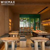 WISEMAX MÖBEL Vintage Einfache Restaurant-Möbel Massivholz Runder Esstisch Hotel Kleiner Speisetisch für Cafés