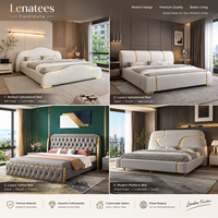 Lit double capitonné de luxe moderne de style italien avec rangement, disponible en tailles King et Queen, par un fabricant spécialisé.