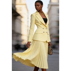 Женский двубортный пиджак и плиссированная юбка, комплект из 2 предметов, Sehe Fashion - Product Image 2