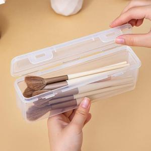 Plastic <b>Makeup</b> <b>Brush</b> <b>Case</b> With Lid Transparent Dustproof Portable Travel Organizer For Cosmetic Storage - Product Image 3