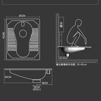 WC à la turque en acier inoxydable SUS304 avec chasse d'eau automatique à capteur, cuvette de toilette à poser au sol pour salles de bain publiques commerciales