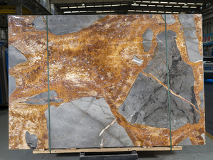 Dalle de marbre marron <span class=keywords><strong>motif</strong></span> Fleur d'Or, <span class=keywords><strong>motif</strong></span> armure or et marron complexe, OEM, pour mur décoratif de palais et médaillon de sol royal - Product Image 1