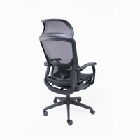 Chaise de bureau ergonomique moderne, réglable en hauteur, dossier haut en mousse, support lombaire, base en aluminium, accoudoirs réglables en tissu