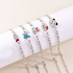 Bracelet en Acier Inoxydable Simple avec Zircon, Animal, Couleur Assortie, Cadeau d'Anniversaire pour Petite Amie, Lapin Panda - Product Image 1