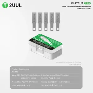 2UUL FLATCUT DA28 Grattoir <span class=keywords><strong>de</strong></span> tampon à souder 5 pièces pour réparation <span class=keywords><strong>de</strong></span> téléphone portable Carte mère IC Tampon à souder Chip Glue Removal Scraper Core Tool - Product Image 6