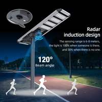 Aluminium 150W-300W lampu jalan Panel surya, kontrol jarak jauh Sensor Radar semua dalam satu tahan air IP67 LED, desain luar ruangan baru