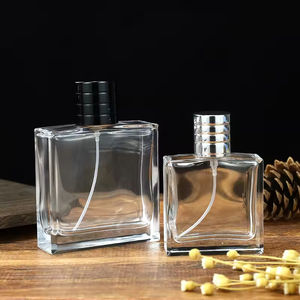 Flacon de parfum en verre transparent carré de luxe vide, 50 ml, 100 ml, avec bouchon de luxe, vente en gros - Product Image 4