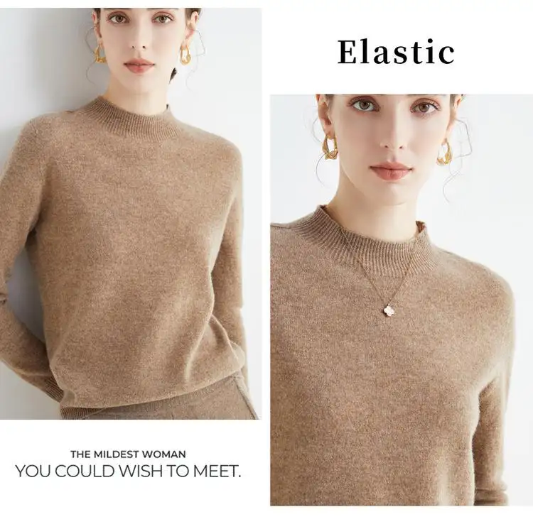 Custom women's 100% merino wool sweater pullover for women wool sweaters long sleeve for women sweater