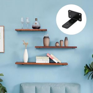 Soportes de estante negros de alta resistencia de <span class=keywords><strong>4</strong></span> pulgadas, soporte de estante L de Metal flotante de acero para el hogar, oficina, soporte de pared para estantes DIY - Product Image 4