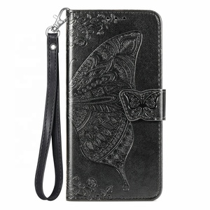 Custodia a Libro per <span class=keywords><strong>Samsung</strong></span> S26 Ultra S25 S24 in Pelle PU Goffrata a Farfalla con Funzione Stand, Scomparti Porta Carte e Cinturino da Polso - Product Image 1