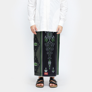 Indonesia Men's Muslim Sarong Jacquard Sarong BHS Sarong Excellent Gold Motif E54 SKB <b>Black</b> Green for Adults Sarong - Product Image 2