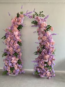 Arco Decorativo Personalizado L253 con Base de Cuerno de <span class=keywords><strong>Vaca</strong></span> en Morado y Blanco, con Flores para Bodas, Eventos, Propuestas y Celebraciones - Product Image 2