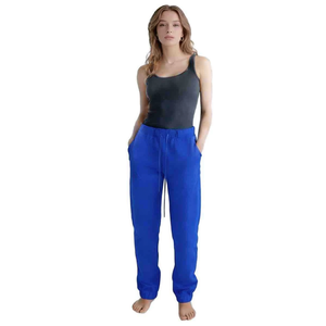Pantalon Harem pour femme HDJ, bleu royal, 100% coton, taille à cordon, coupe ample décontractée, longueur intégrale, couleur unie, printemps - Product Image 1