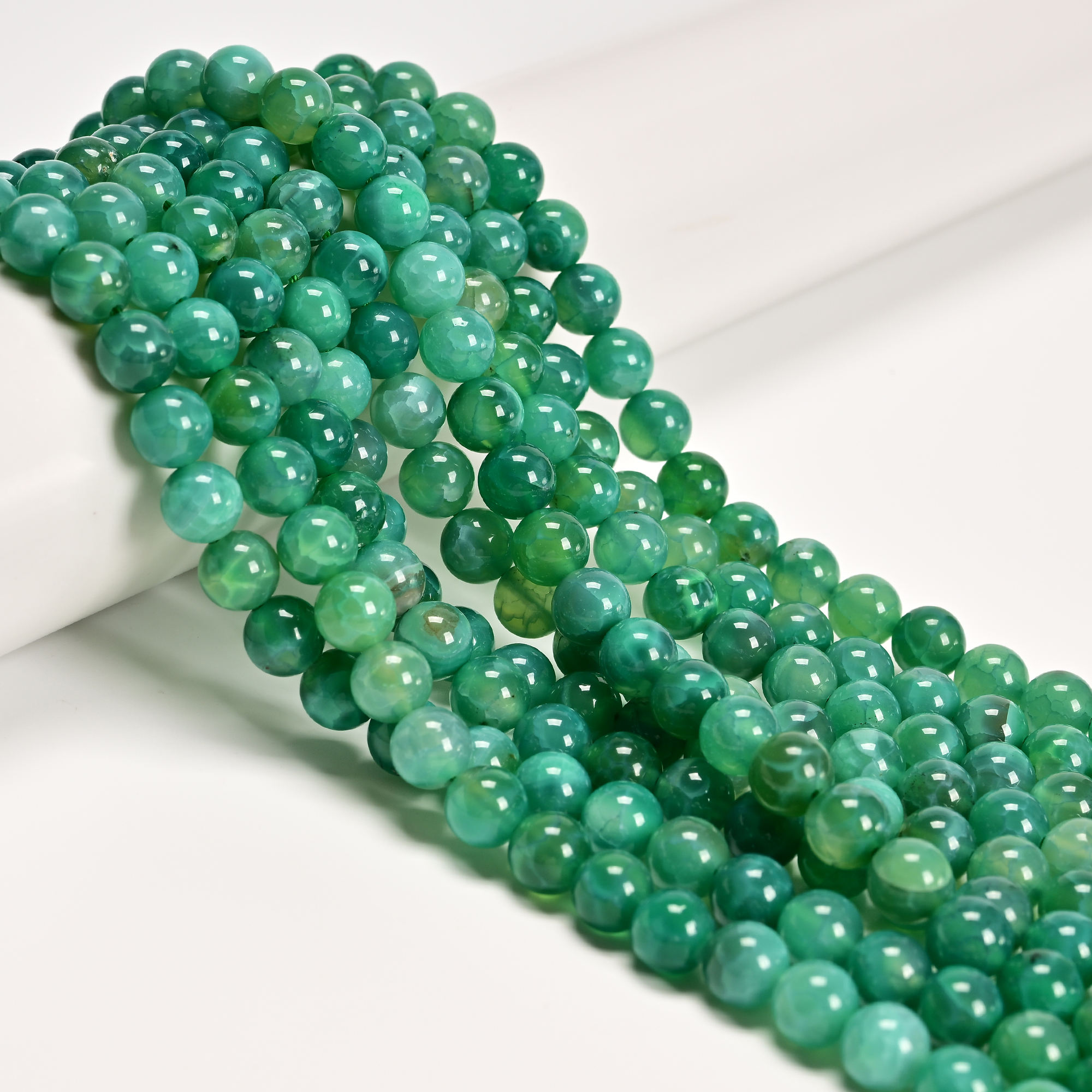 New Green Fire Agate-Beads Gemstone Precious Round Peacock Onyx