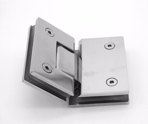 Charnière de douche en laiton massif à fermeture douce pour porte de salle de bain en verre, support d'angle à 135 degrés, charnières pivotantes mur-à-verre sans cadre pour bureau - Product Image 1