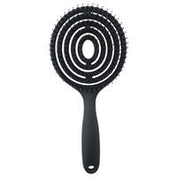 Peigne de Massage mat rond à Logo personnalisé, brosse démêlante pour les cheveux, poils de sanglier, imperméable à l'air, outil de coiffure