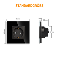 En Stock, Entrega Rápida, Enchufe de Pared Estándar Europeo Schuko 16A 220V, Panel de Vidrio Templado, Tomacorriente Alemán