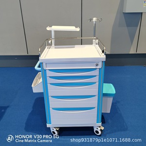 Chariot médical en acier inoxydable à 4 roulettes, mobilier hospitalier multifonctionnel, poste d'infirmière, chariot de perfusion - Product Image 3
