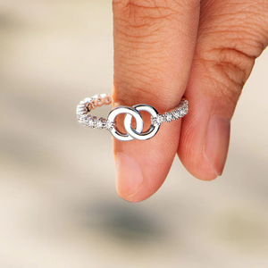 Sparkling Micro Pave Interlocking Ring for Women Minimalist Elegant <b>Meaningful</b> <b>Jewelry</b> Gift - Product Image 6