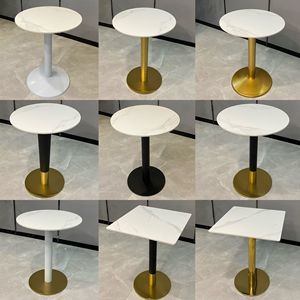 Mesa de jantar para restaurante, mesa de café quadrada com base de metal e tampo de mármore para uso comercial - Product Image 5