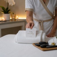 Impression personnalisée de cartes de bien-être pour hôtels et spas, cartes de table OEM avec dorure à chaud pour l'image de marque des complexes de luxe