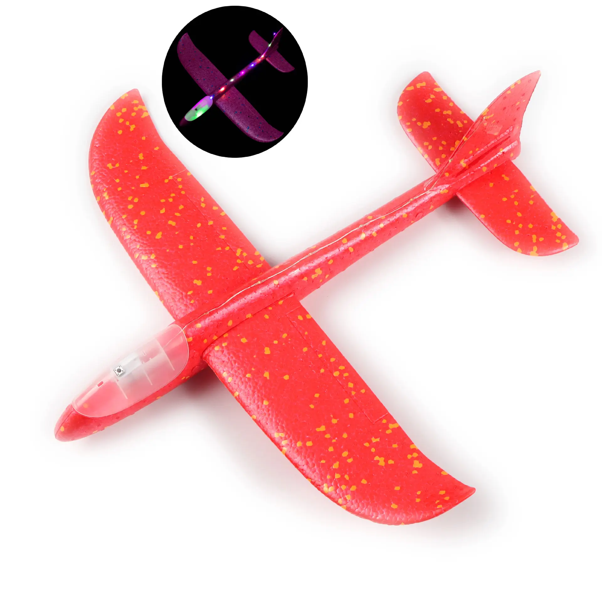 Pesawat Glider berkedip lampu led berwarna bercahaya dapat dimainkan di pesawat busa malam mainan pesawat terbaik untuk anak