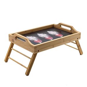 Bandeja de madera plegable para cama, bandeja de servicio de madera maciza con asa, diseño moderno y minimalista para uso doméstico - Product Image 4