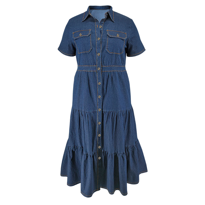 High-Quality Denim Dresses Women Casual Elegant Turn-down Collar Maxi Shirt Dress  Ladies Jeans Dresses for Women| Alibaba.com