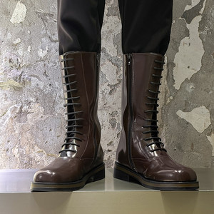 Stivaletti Casual da Uomo in Pelle con Suola Spessa, Antiscivolo, per Esterni, con Rialzo Interno - Product Image 1