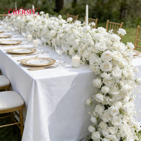 Chemin de table floral artificiel blanc de qualité supérieure pour allée de mariage