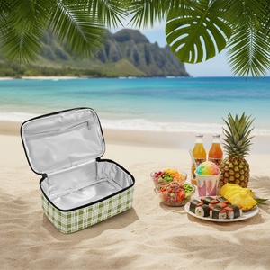 Aloha Cooler Bag Custom Print Green Palaka Hot Cold Lunch Reusable Hawaii Insulated Small Casserole Carrier with Aluminum Foil - Product Image 3